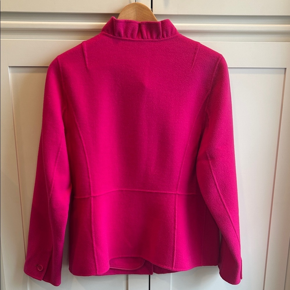 Talbots Ruffle-Neck Double-Face Jacket Pink Wool Blend Pockets Preppy 10 - Picture 4 of 14